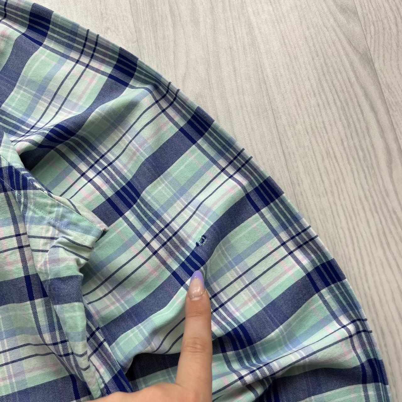 RALPH LAUREN PLAID LONG SLEEVE BUTTON UP SHIRT TURQUOISE