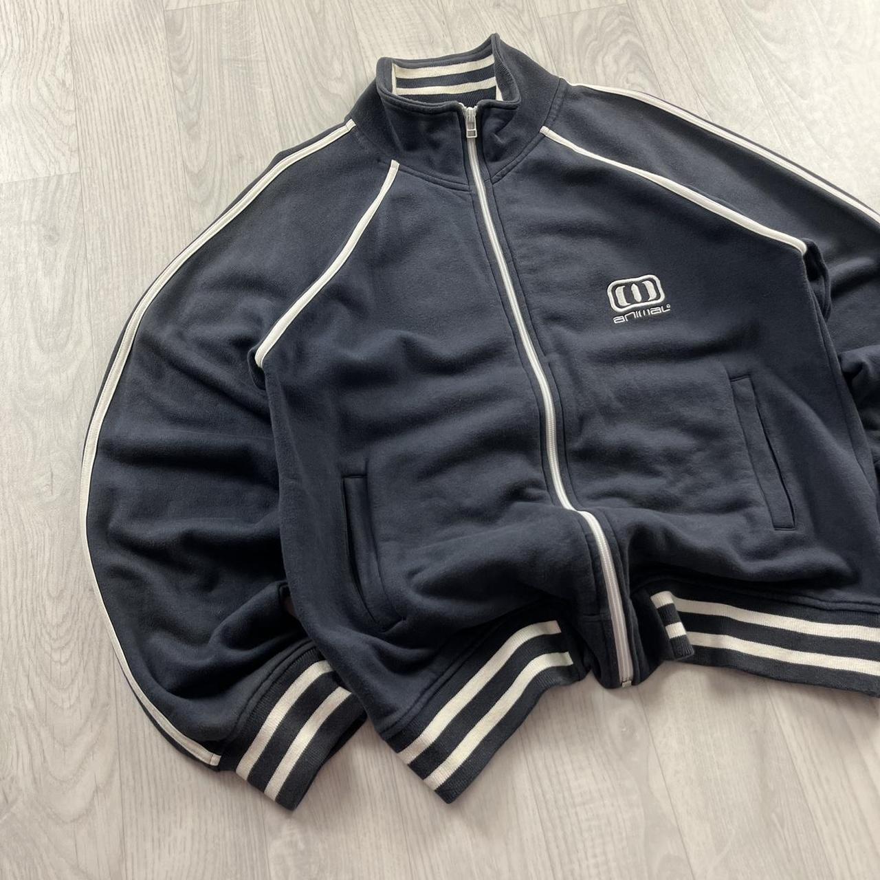 VINTAGE Y2K ANIMAL STRIPED ZIP SWEATSHIRT NAVY