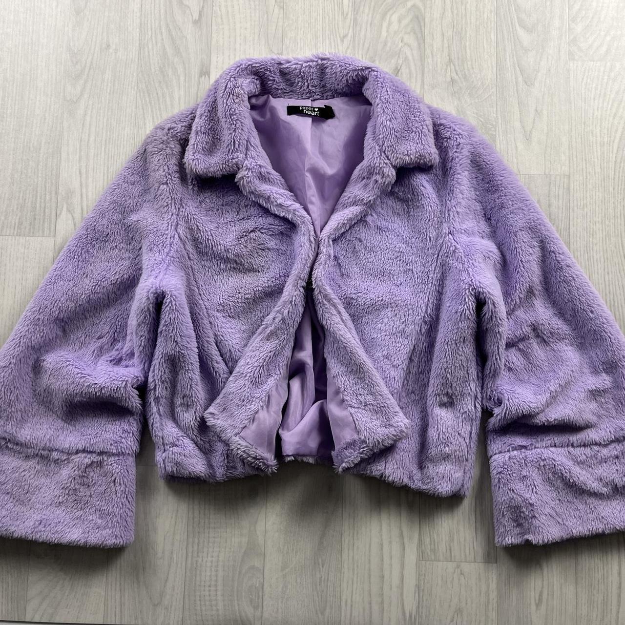 VINTAGE Y2K FAUX FUR JACKET LILAC PURPLE