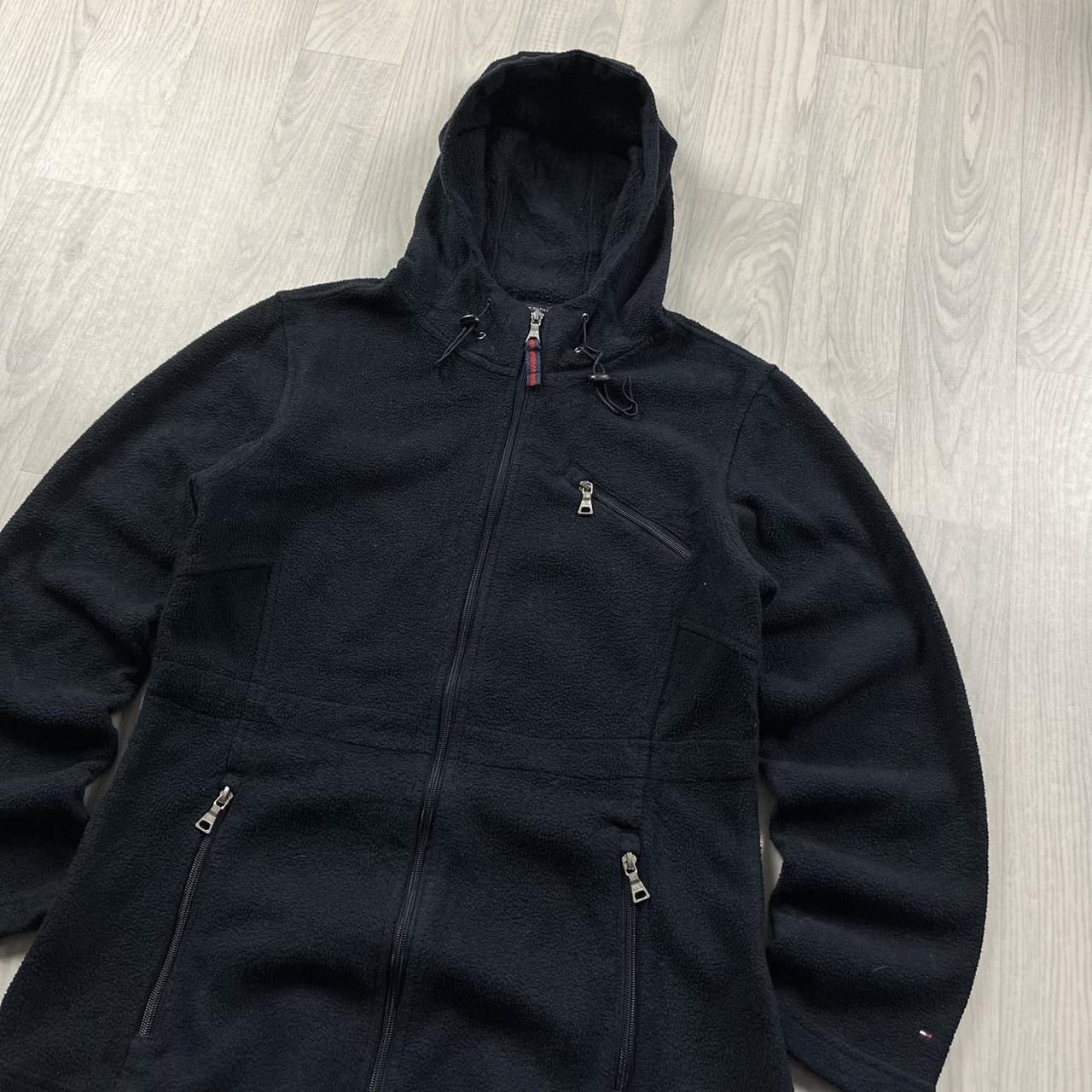 VINTAGE Y2K TOMMY HILFIGER ZIP FLEECE HOODIE BLACK