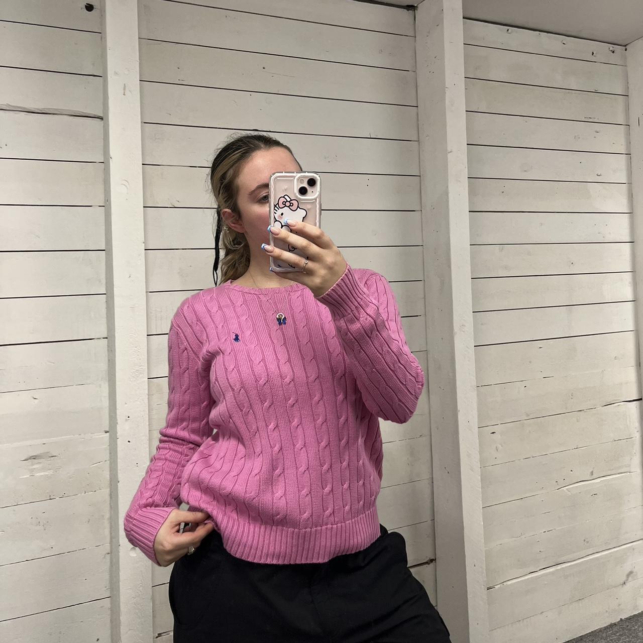 VINTAGE Y2K POLO RALPH LAUREN CHUNKY CABLE KNITTED JUMPER PINK
