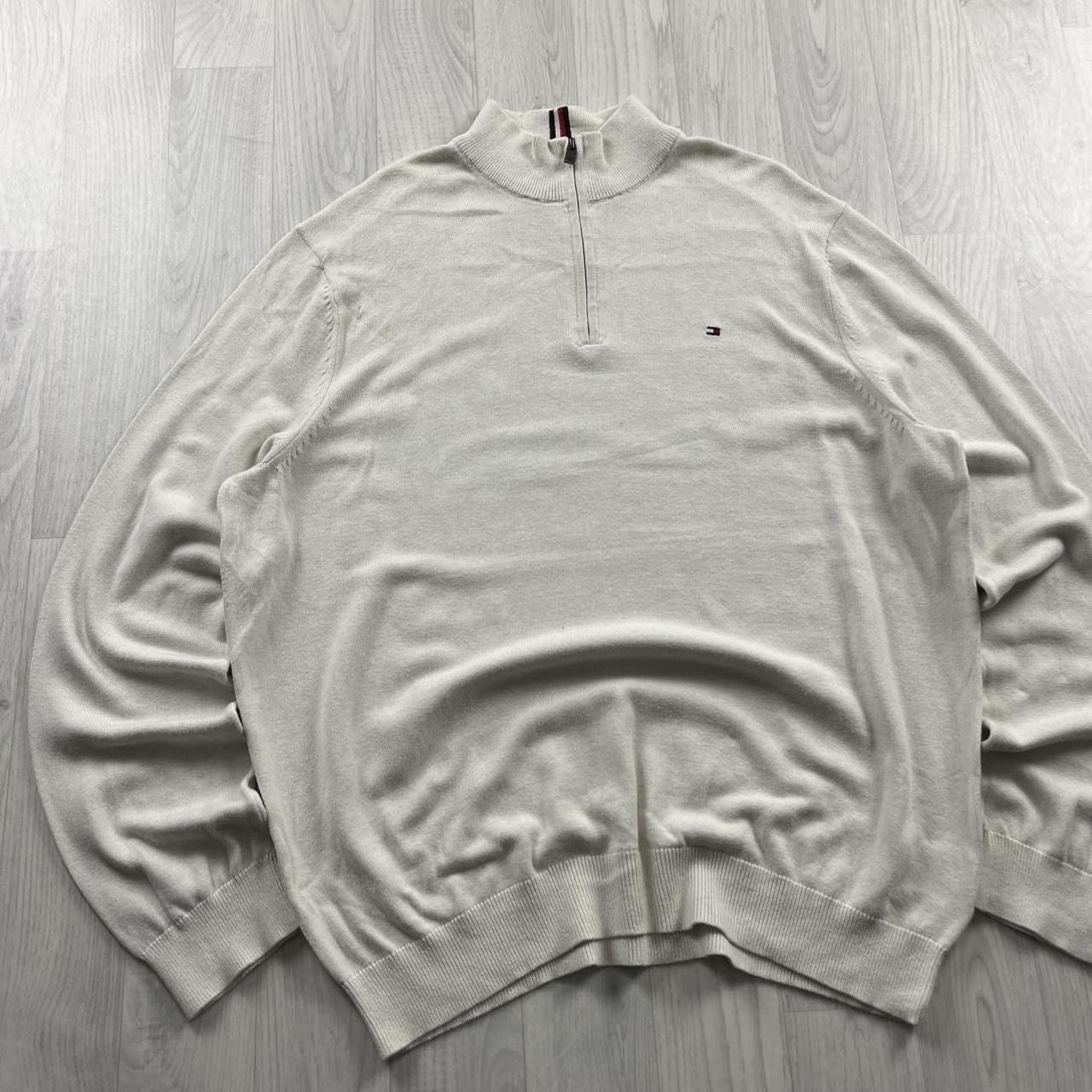 VINTAGE Y2K TOMMY HILFIGER QUARTER ZIP KNITTED JUMPER CREAM