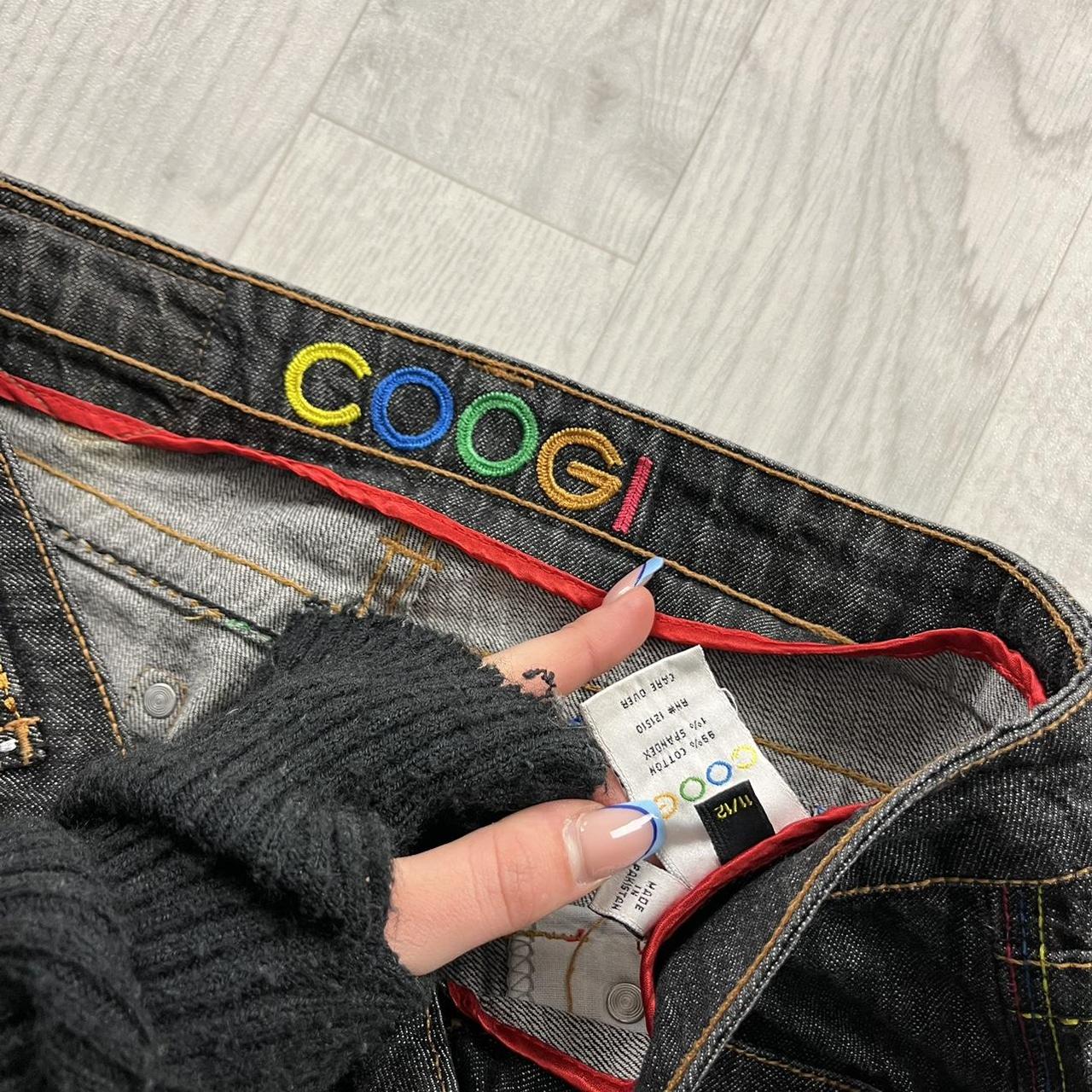 VINTAGE Y2K COOGI HIP HOP EMBROIDERED LOW RISE SLIM JEANS BLACK