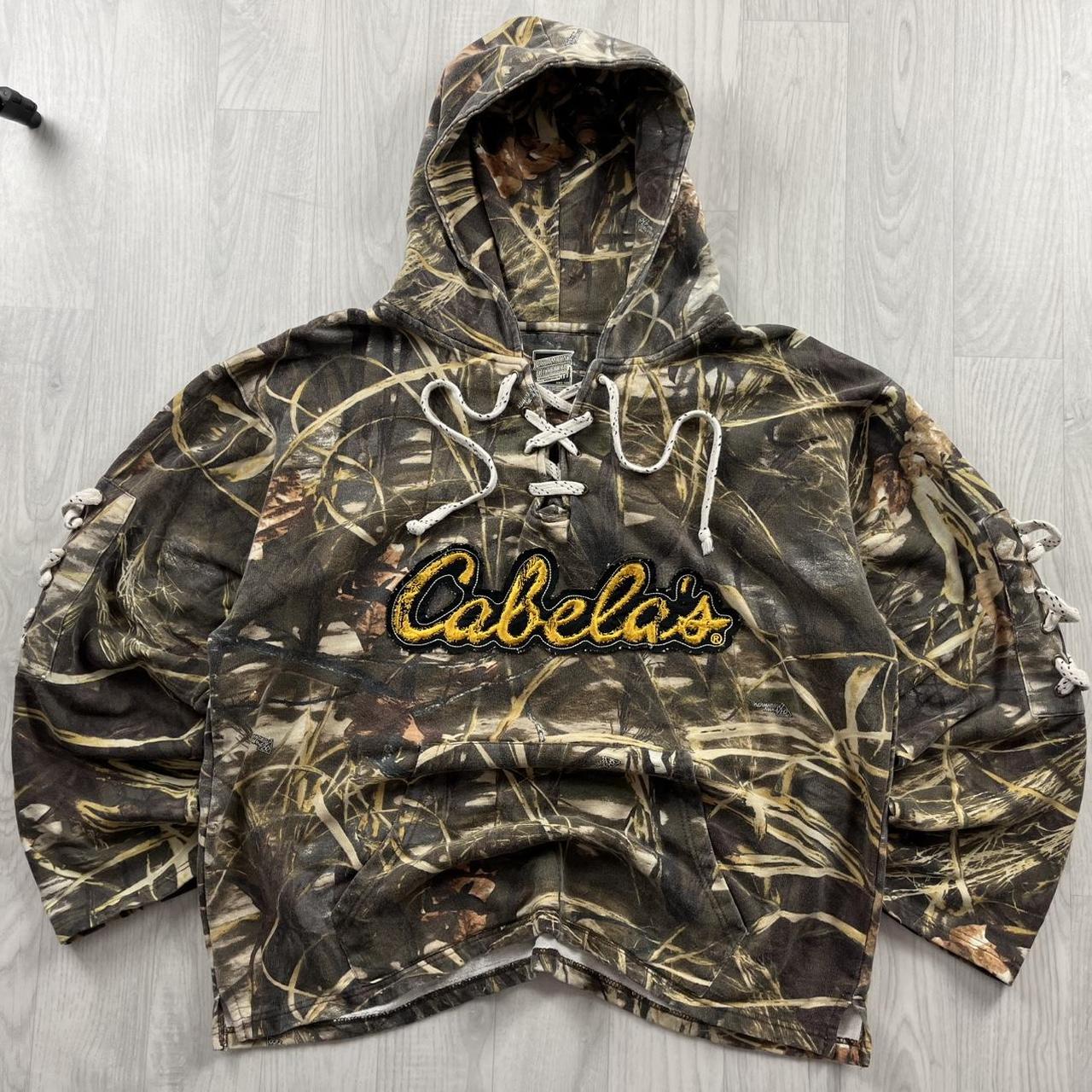 VINTAGE CABELAS REALTREE SPELL OUT HOODIE CAMO
