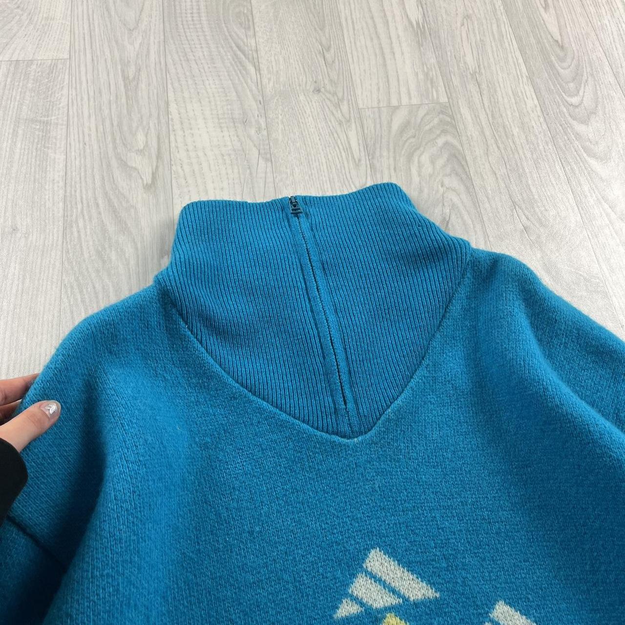 VINTAGE Y2K ADIDAS CHUNKY KNITTED JUMPER BLUE (L)