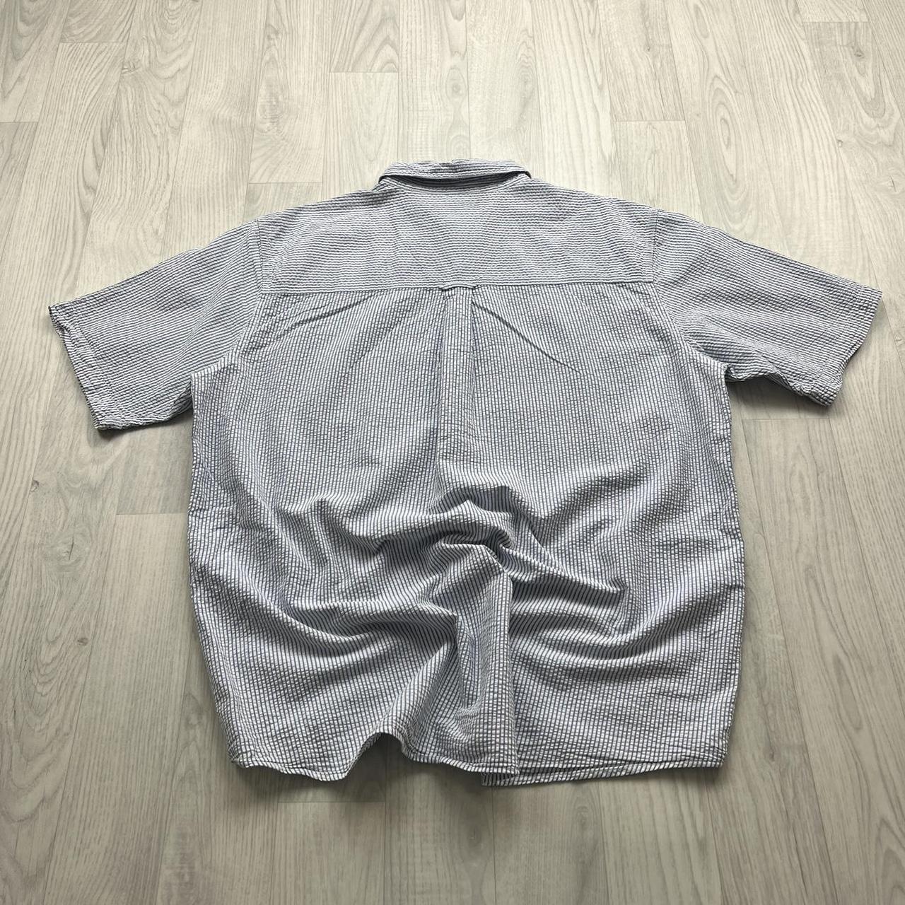 VINTAGE Y2K CHAPS STRIPED SHORT SLEEVE SHIRT BLUE / WHITE