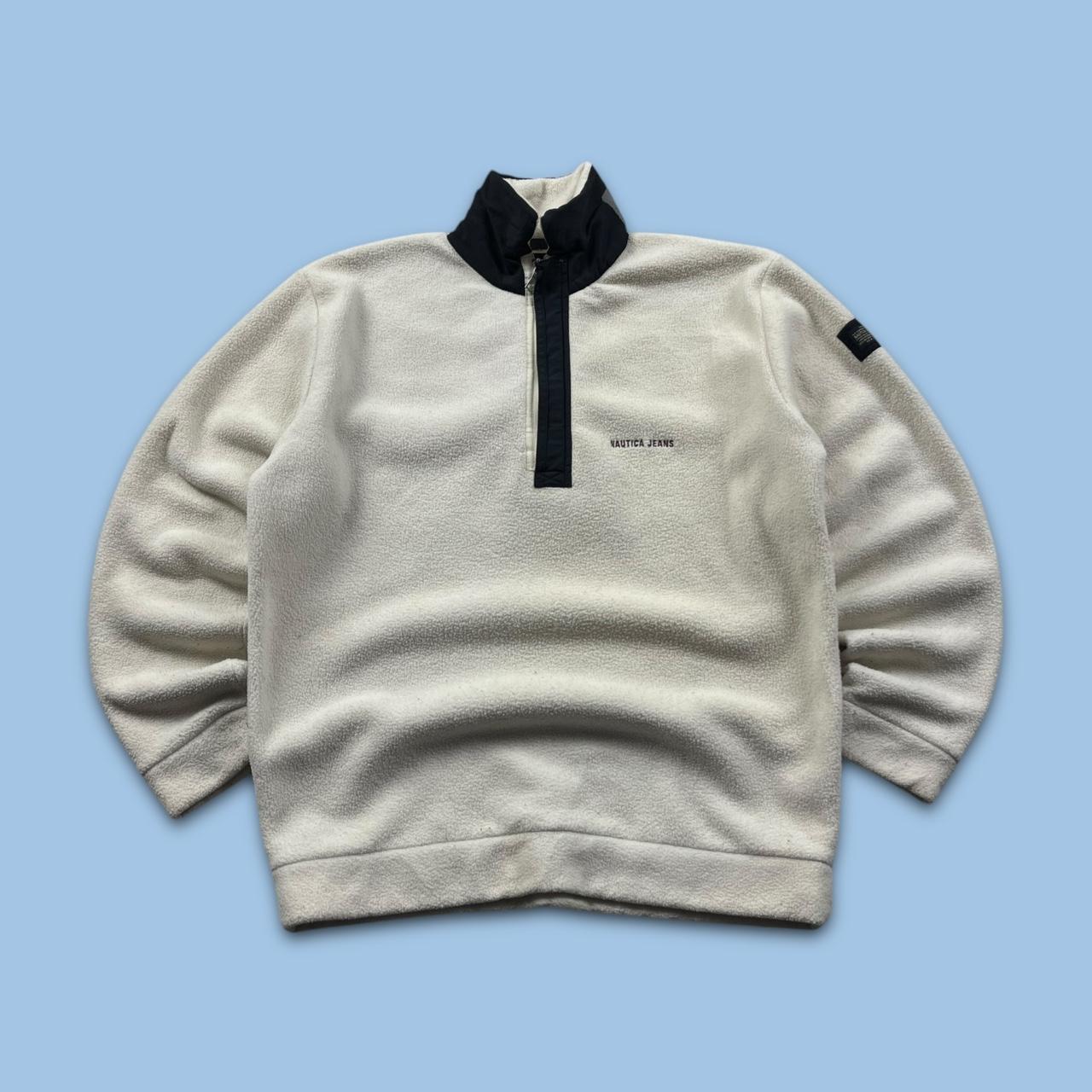 VINTAGE Y2K NAUTICA QUARTER ZIP FLEECE SWEATSHIRT CREAM