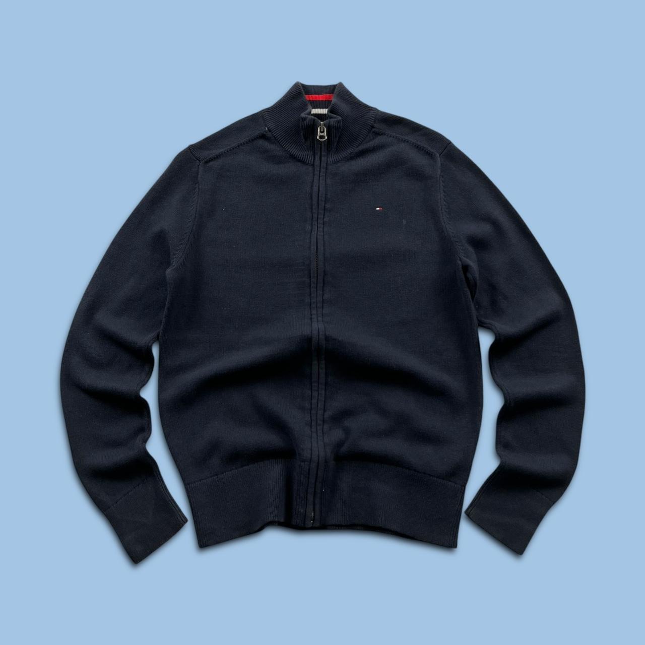VINTAGE Y2K TOMMY HILFIGER ZIP KNITTED JUMPER NAVY
