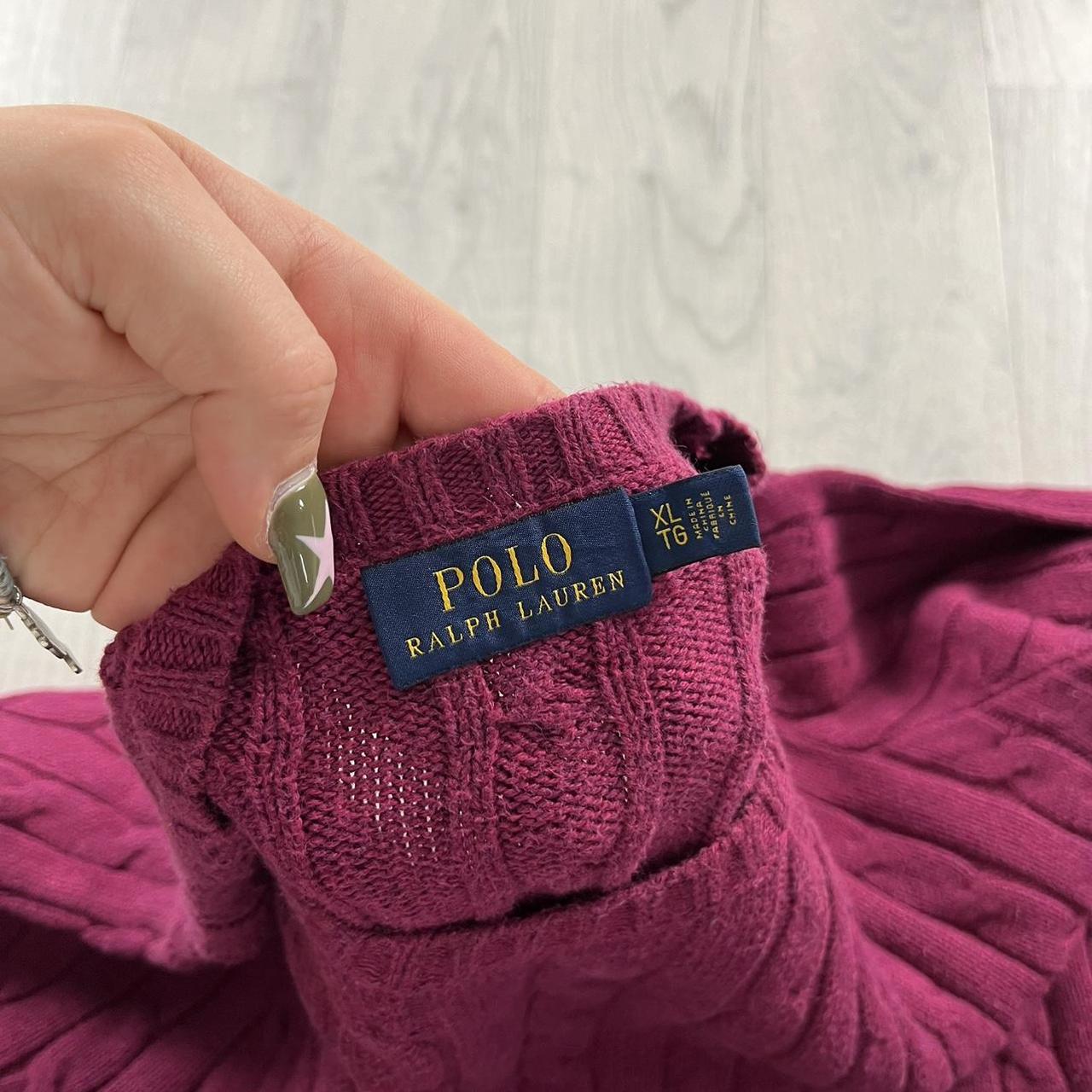 VINTAGE Y2K POLO RALPH LAUREN CHUNKY CABLE KNITTED JUMPER BURGUNDY