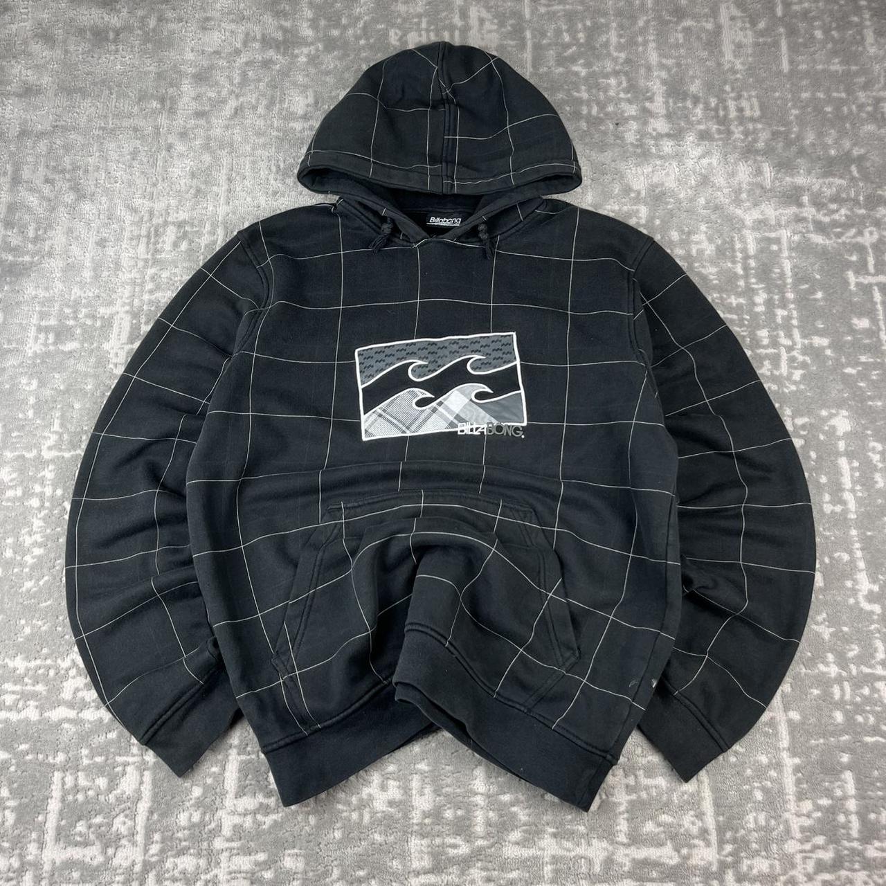 VINTAGE Y2K BILLABONG CHECKERED GRAPHIC HOODIE BLACK