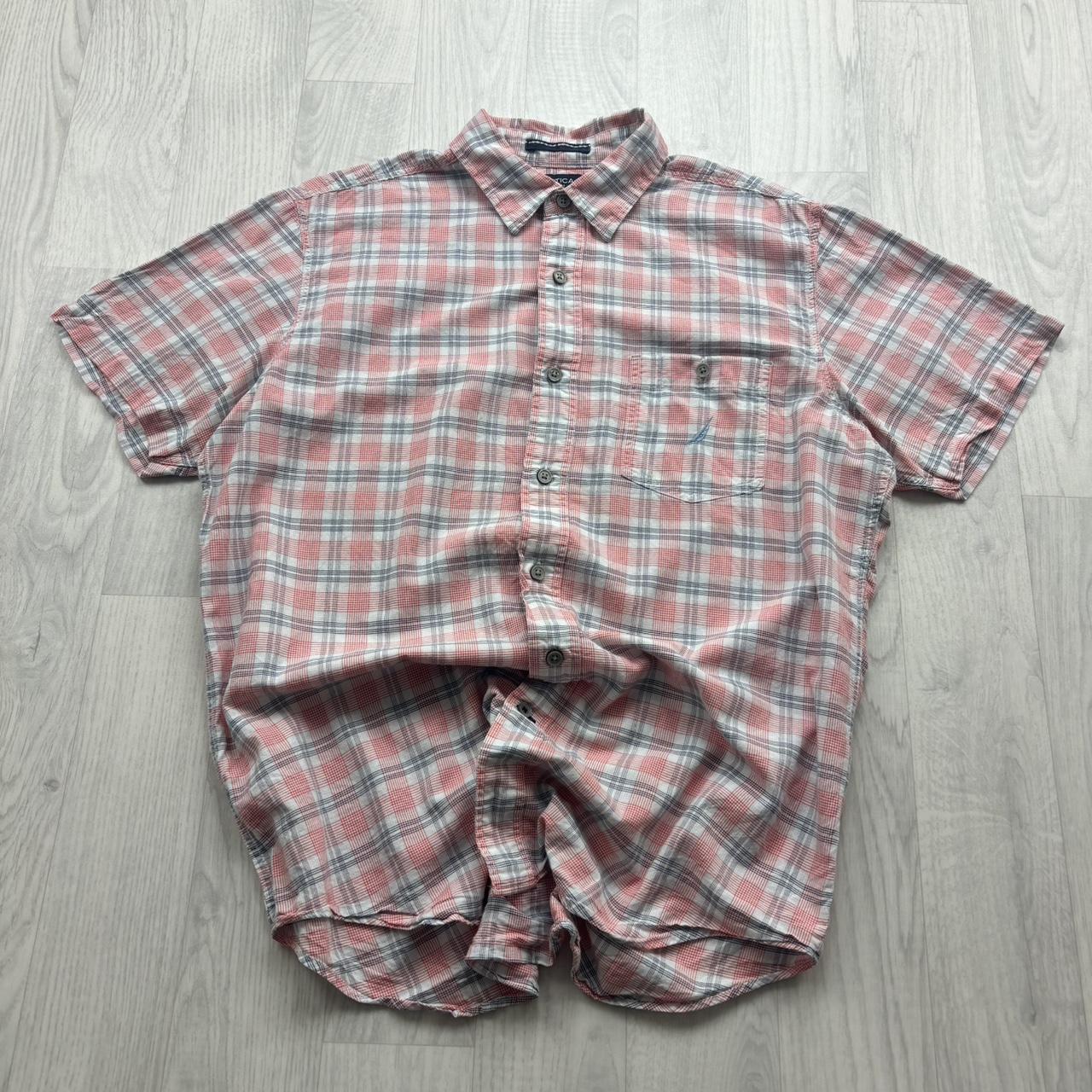 VINTAGE Y2K NAUTICA SHORT SLEEVE PLAID SHIRT PINK