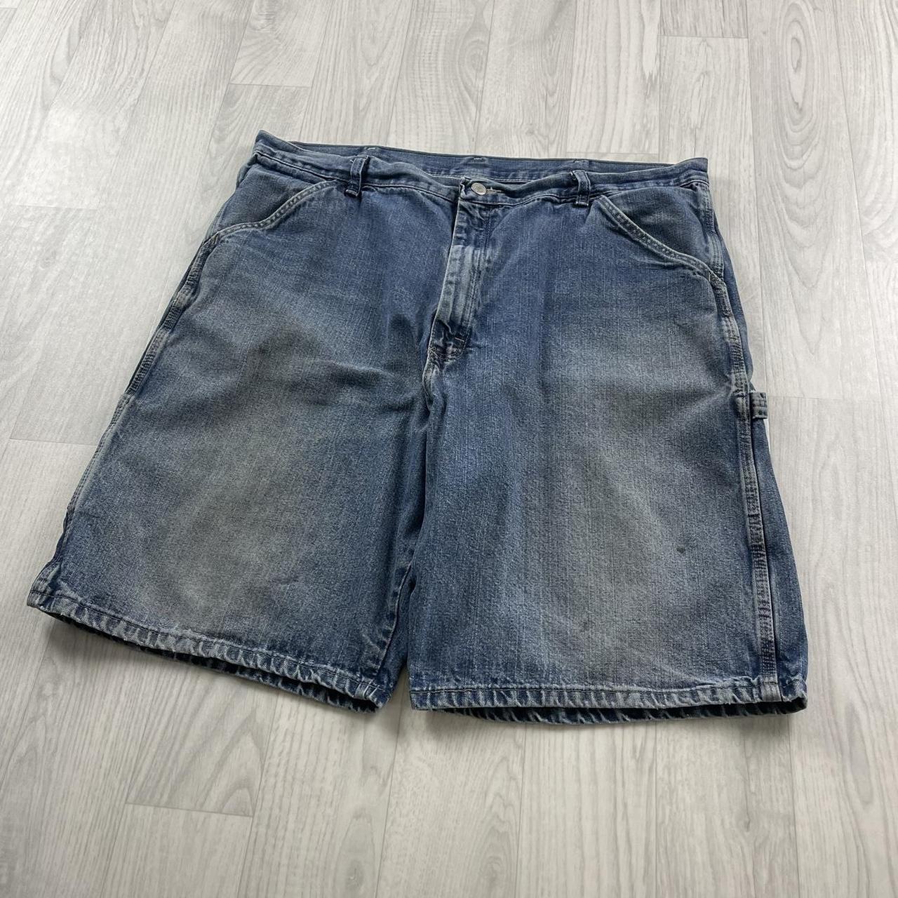 VINTAGE WRANGLER BAGGY CARPENTER JORTS BLUE (38w)