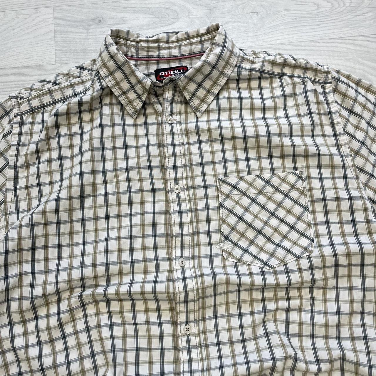 VINTAGE Y2K ONEILL CHECKERED SHORT SLEEVE SHIRT WHITE (XXL)