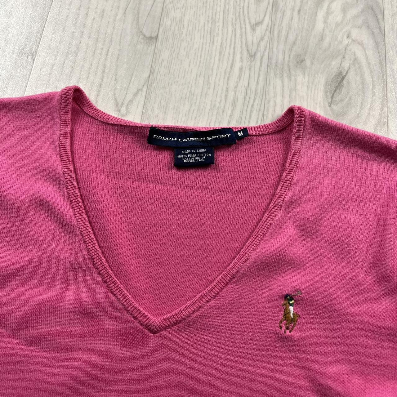 VINTAGE Y2K POLO RALPH LAUREN V NECK KNITTED JUMPER PINK