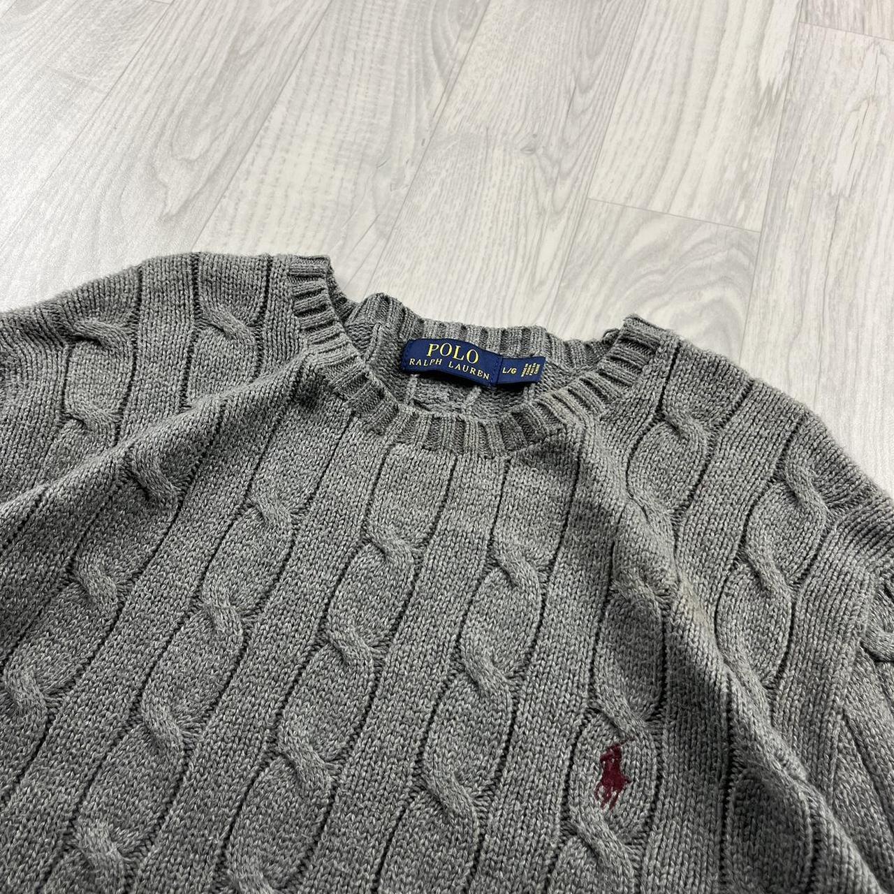 VINTAGE Y2K POLO RALPH LAUREN CHUNKY CABLE KNITTED JUMPER GREY