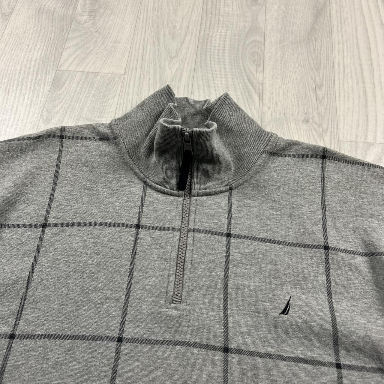 VINTAGE Y2K NAUTICA CHECKERED QUARTER ZIP SWEATSHIRT GREY