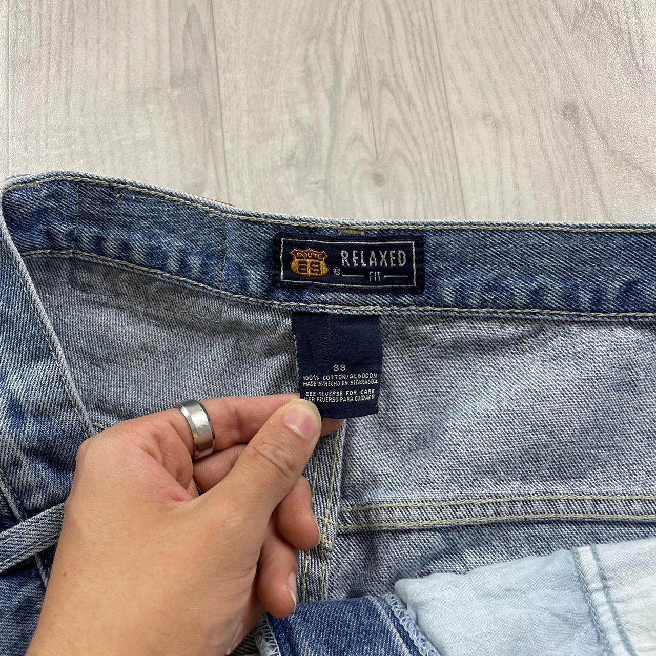 VINTAGE ROUTE 66 BAGGY LOOSE SKATER JORTS BLUE (38w)