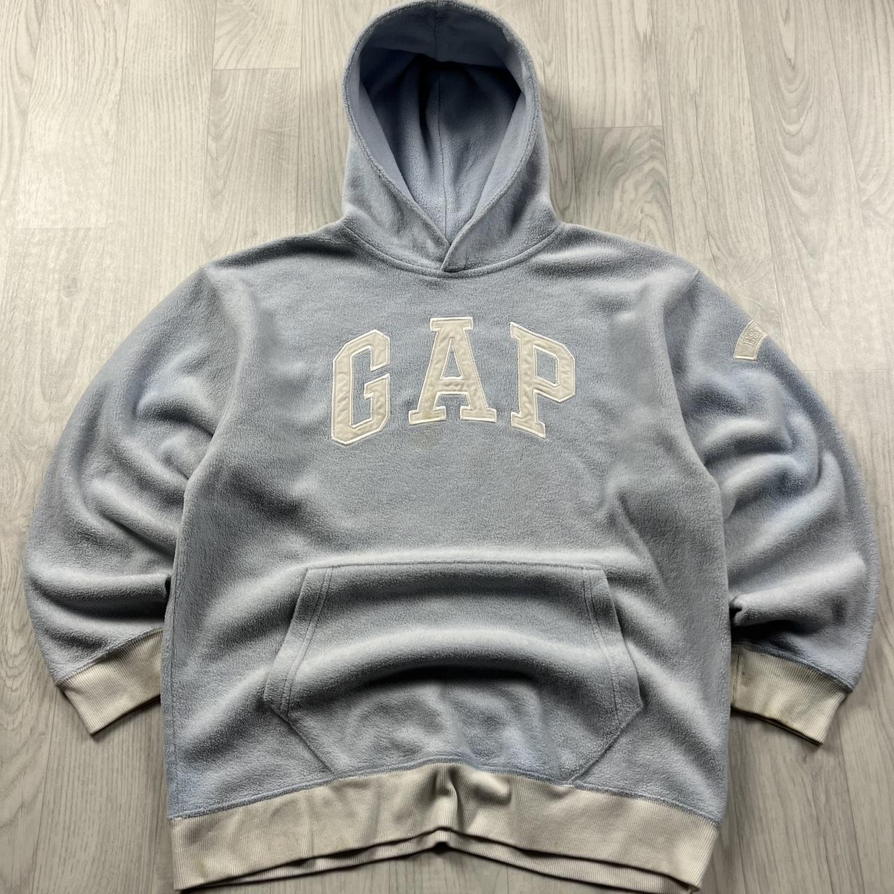 VINTAGE Y2K GAP SPELL OUT FLEECE HOODIE BABY BLUE