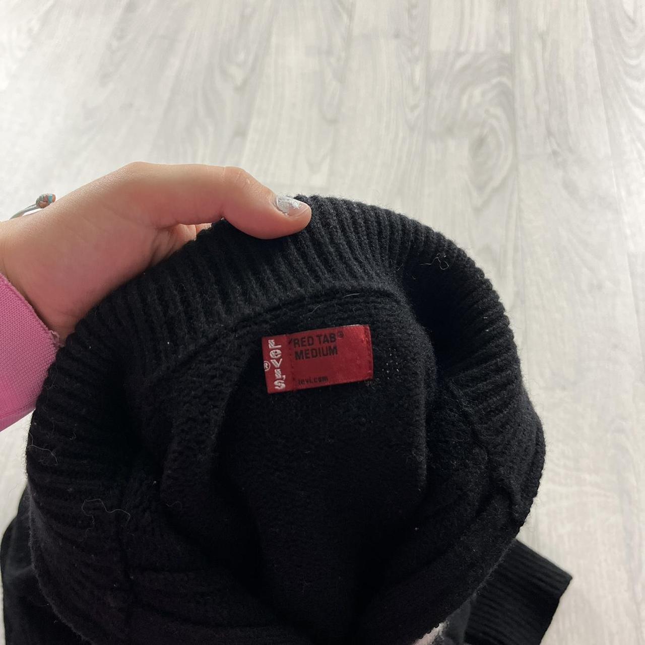 VINTAGE Y2K LEVIS RED TAB CHUNKY STRIPED ZIP KNITTED JUMPER BLACK (S)