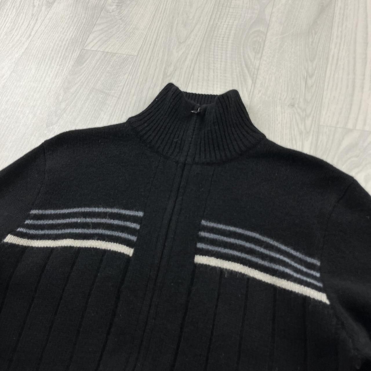 VINTAGE Y2K LEVIS RED TAB CHUNKY STRIPED ZIP KNITTED JUMPER BLACK (S)