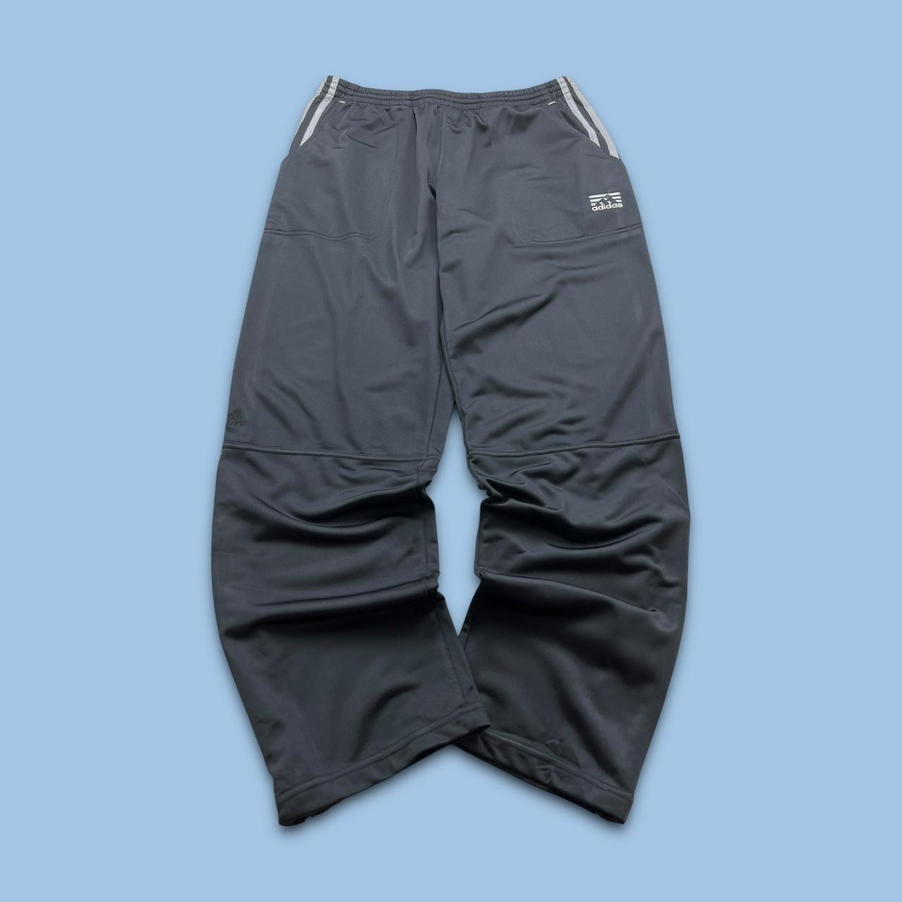 VINTAGE 90s ADIDAS BAGGY TRACKSUIT BOTTOMS GREY