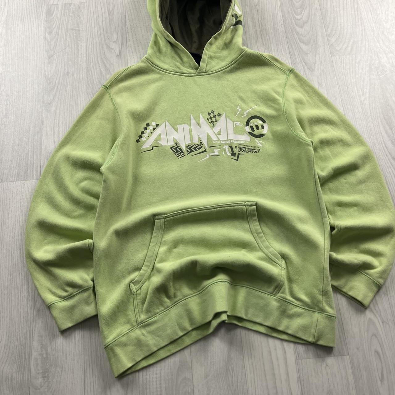 VINTAGE Y2K ANIMAL GRAPHIC HOODIE GREEN
