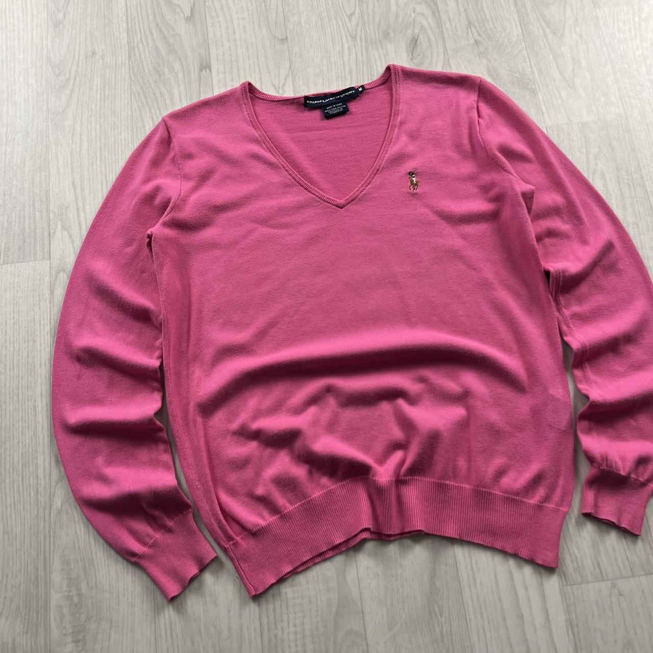 VINTAGE Y2K POLO RALPH LAUREN V NECK KNITTED JUMPER PINK