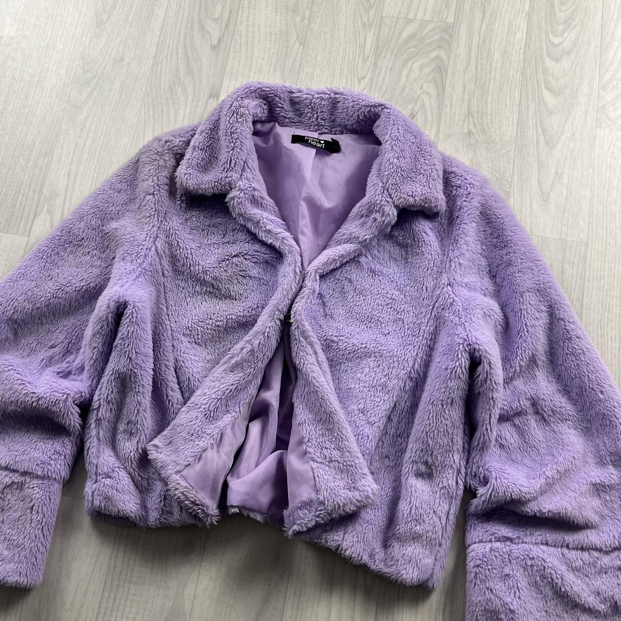 VINTAGE Y2K FAUX FUR JACKET LILAC PURPLE