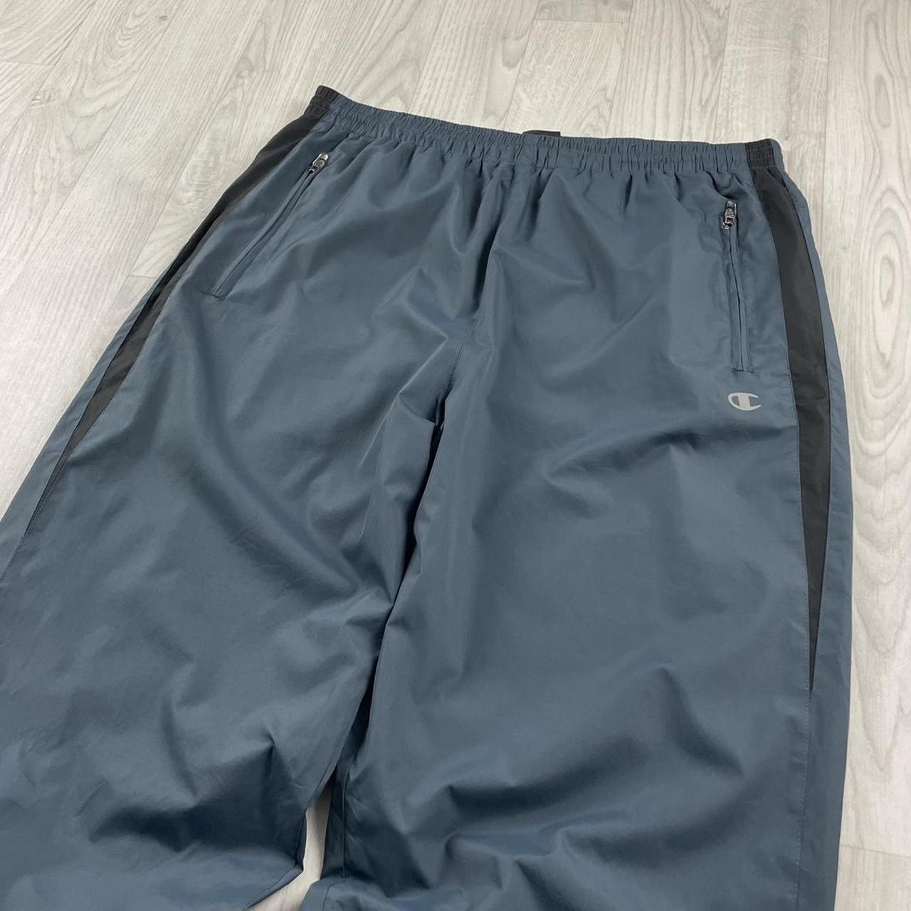 VINTAGE Y2K CHAMPION WIDE LEG BAGGY TRACKSUIT BOTTOMS GREY / BLUE TINT (XL)