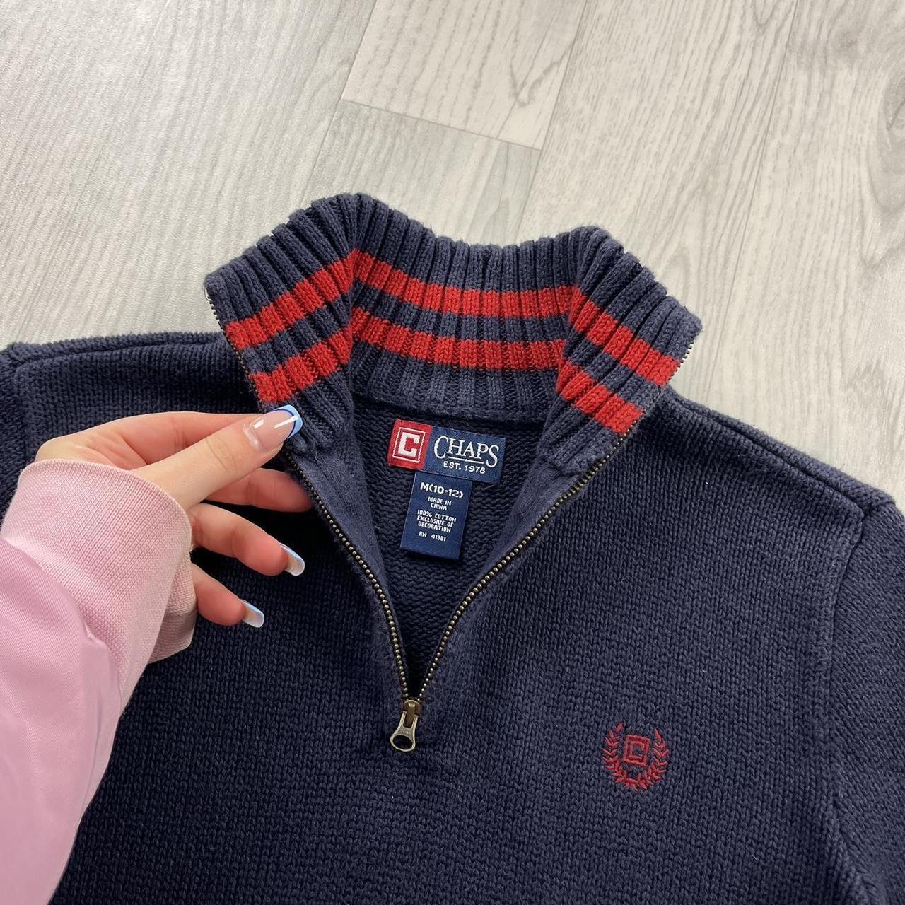 VINTAGE Y2K CHAPS CHUNKY QUARTER ZIP KNITTED JUMPER NAVY