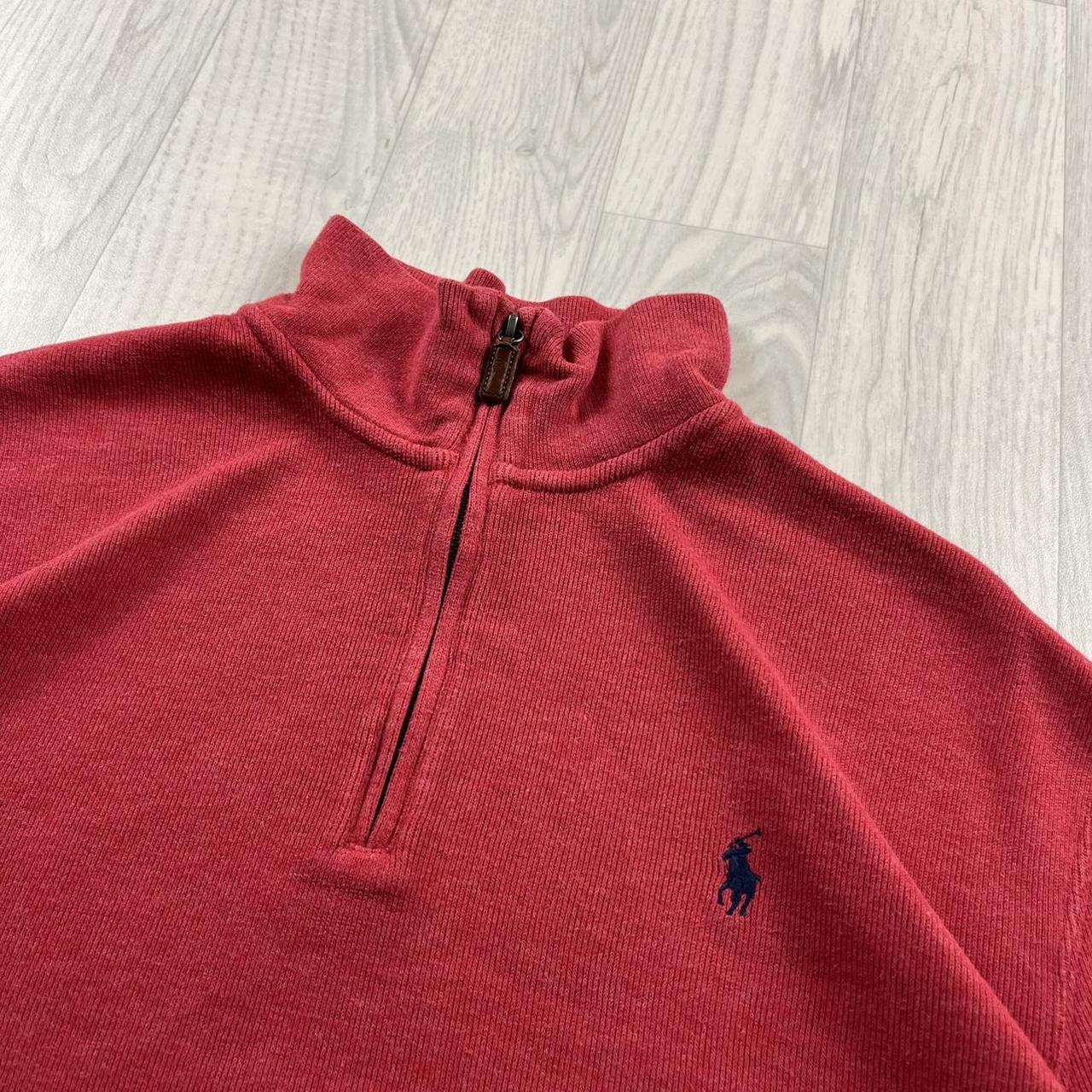 VINTAGE Y2K POLO RALPH LAUREN QUARTER ZIP KNITTED JUMPER RED