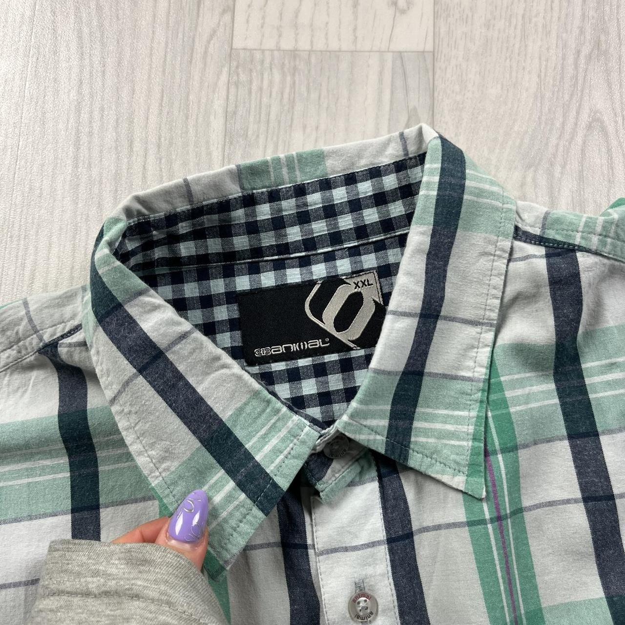 VINTAGE Y2K ANIMAL CHECKERED SHORT SLEEVE SHIRT GREEN