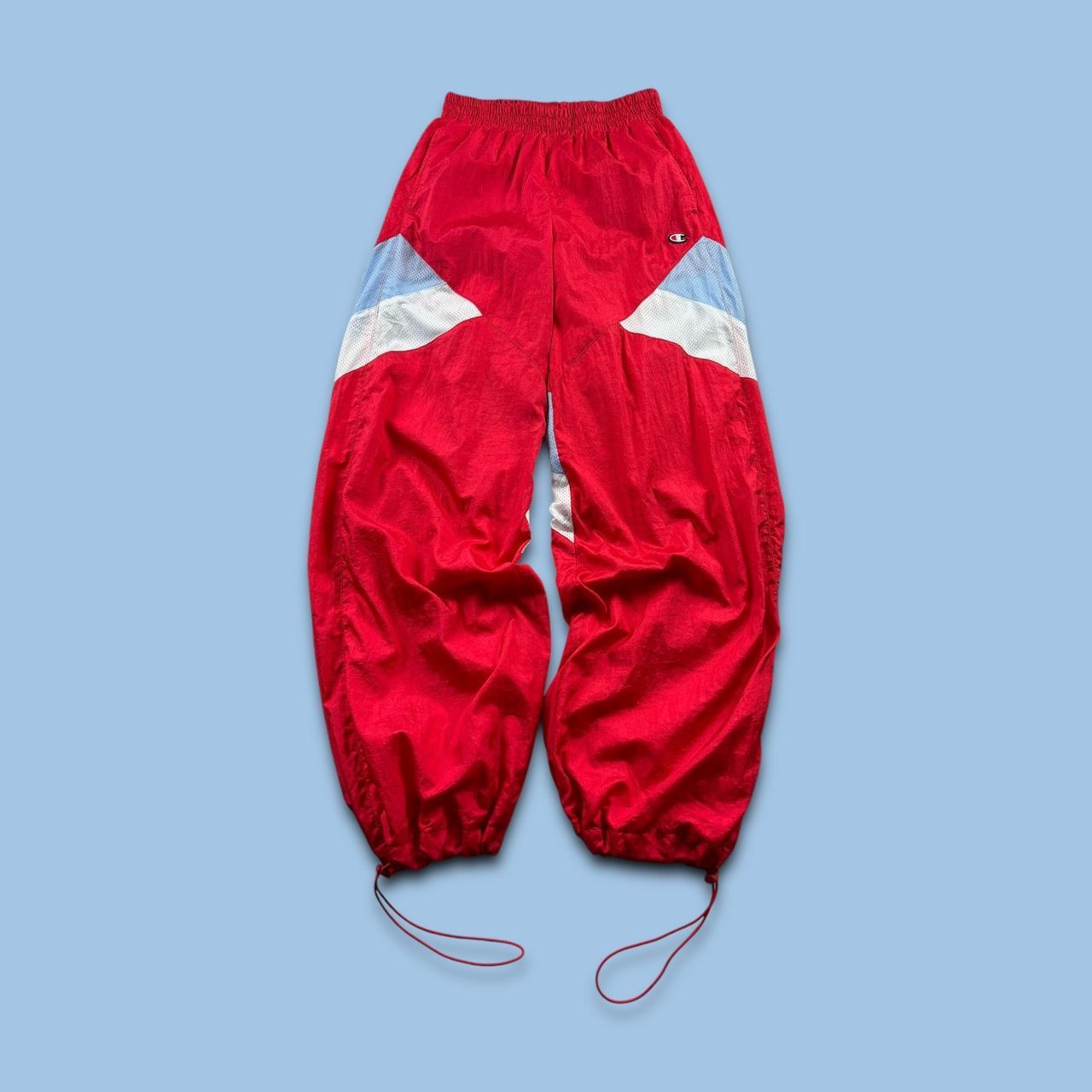 VINTAGE Y2K CHAMPION TECHNICAL BAGGY TRACKSUIT BOTTOMS RED