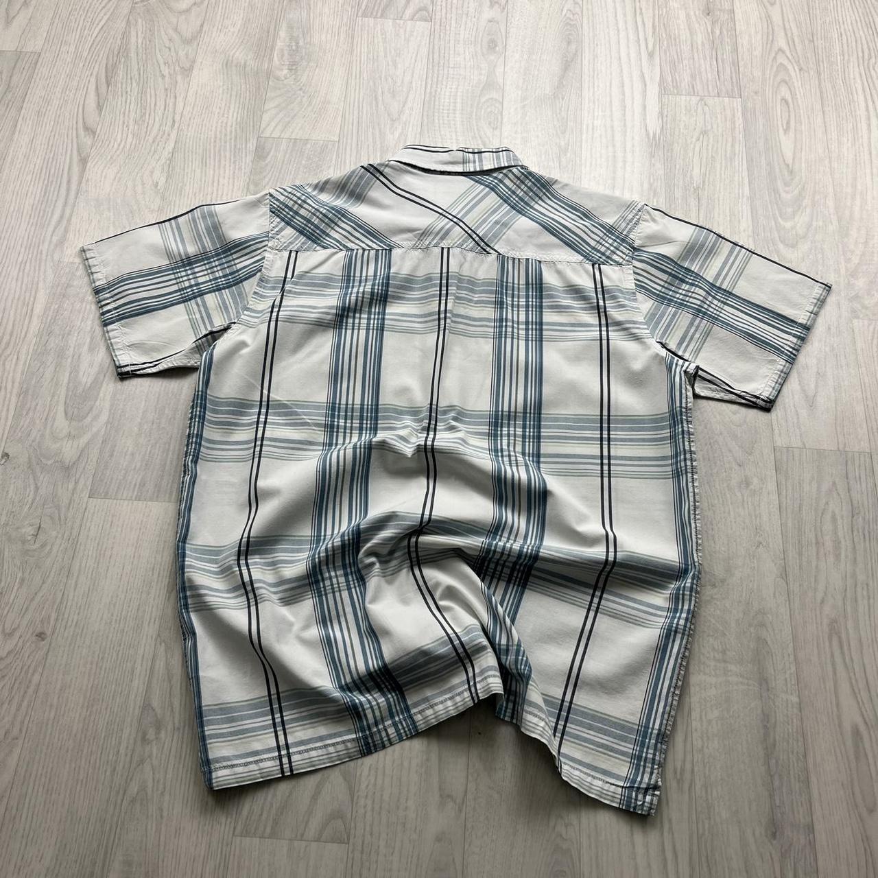 VINTAGE Y2K ANIMAL PLAID SHORT SLEEVE BUTTON SHIRT WHITE / BLUE
