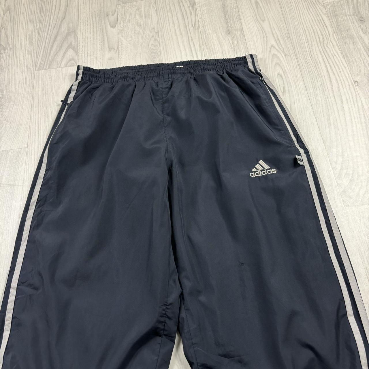 VINTAGE Y2K ADIDAS BAGGY TRACKSUIT BOTTOMS NAVY / GREY