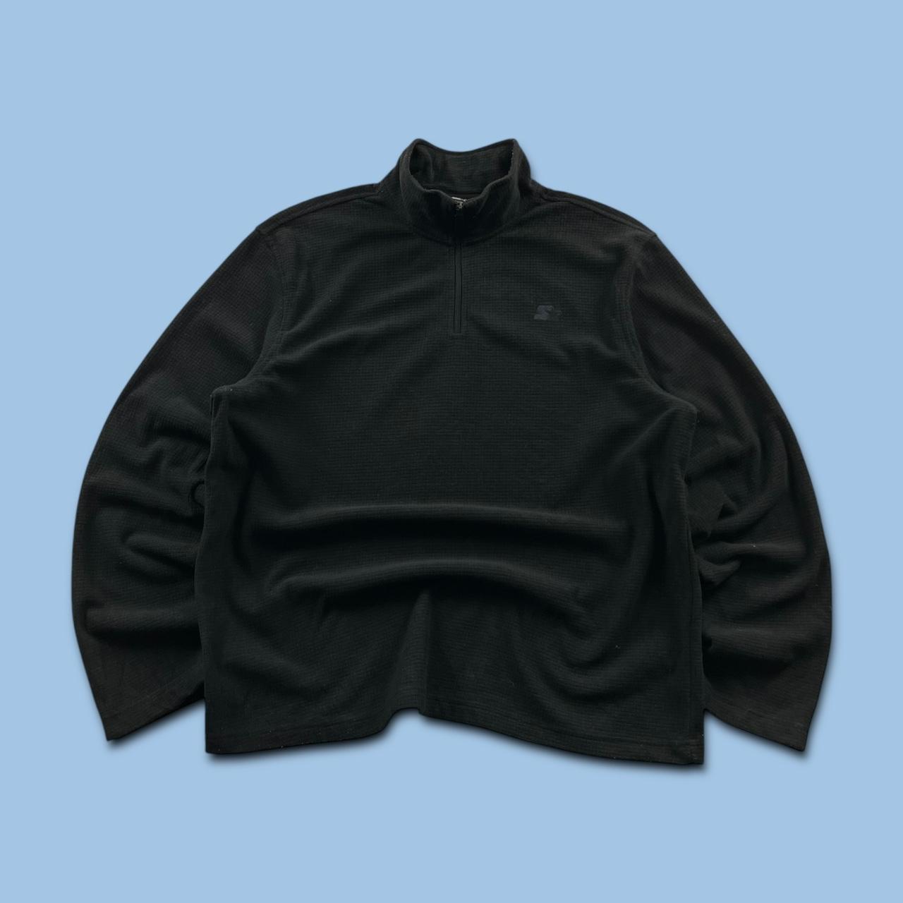 VINTAGE Y2K STARTER QUARTER ZIP FLEECE SWEATSHIRT BLACK