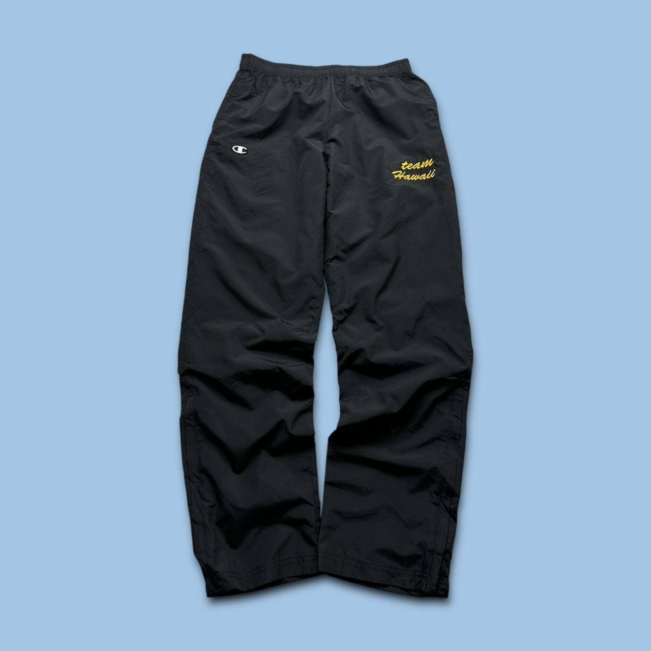 VINTAGE Y2K CHAMPION STRAIGHT LEG BAGGY TRACKSUIT BOTTOMS BLACK