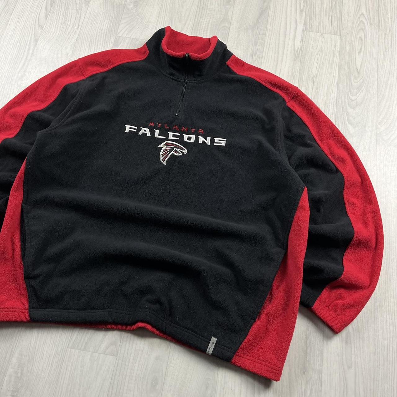VINTAGE Y2K REEBOK ATLANTA FALCONS QUARTER ZIP FLEECE SWEATSHIRT BLACK RED