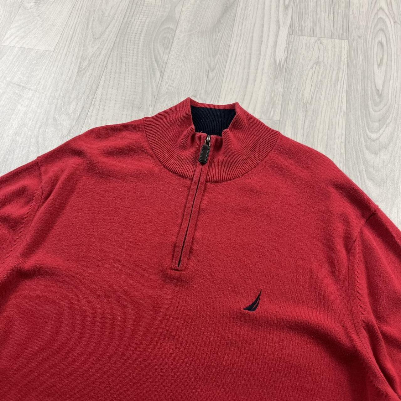 VINTAGE Y2K NAUTICA QUARTER ZIP KNITTED JUMPER RED