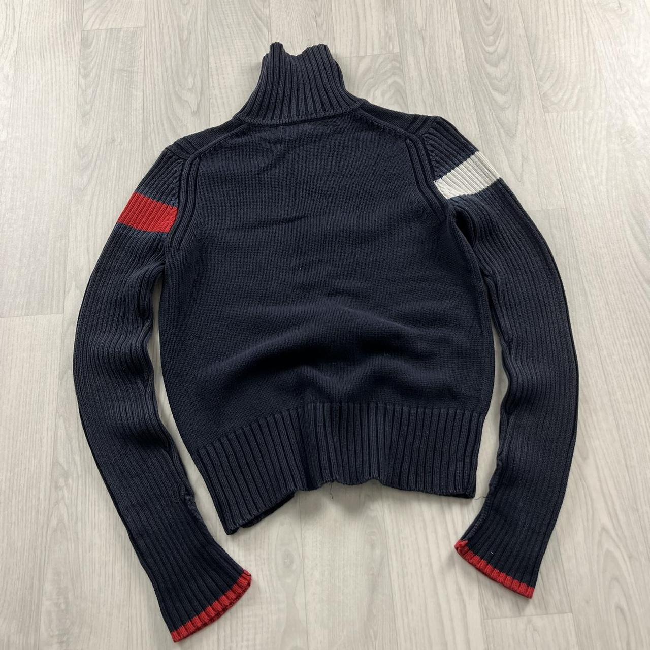 VINTAGE Y2K TOMMY HILFIGER CHUNKY ZIP KNITTED JUMPER NAVY