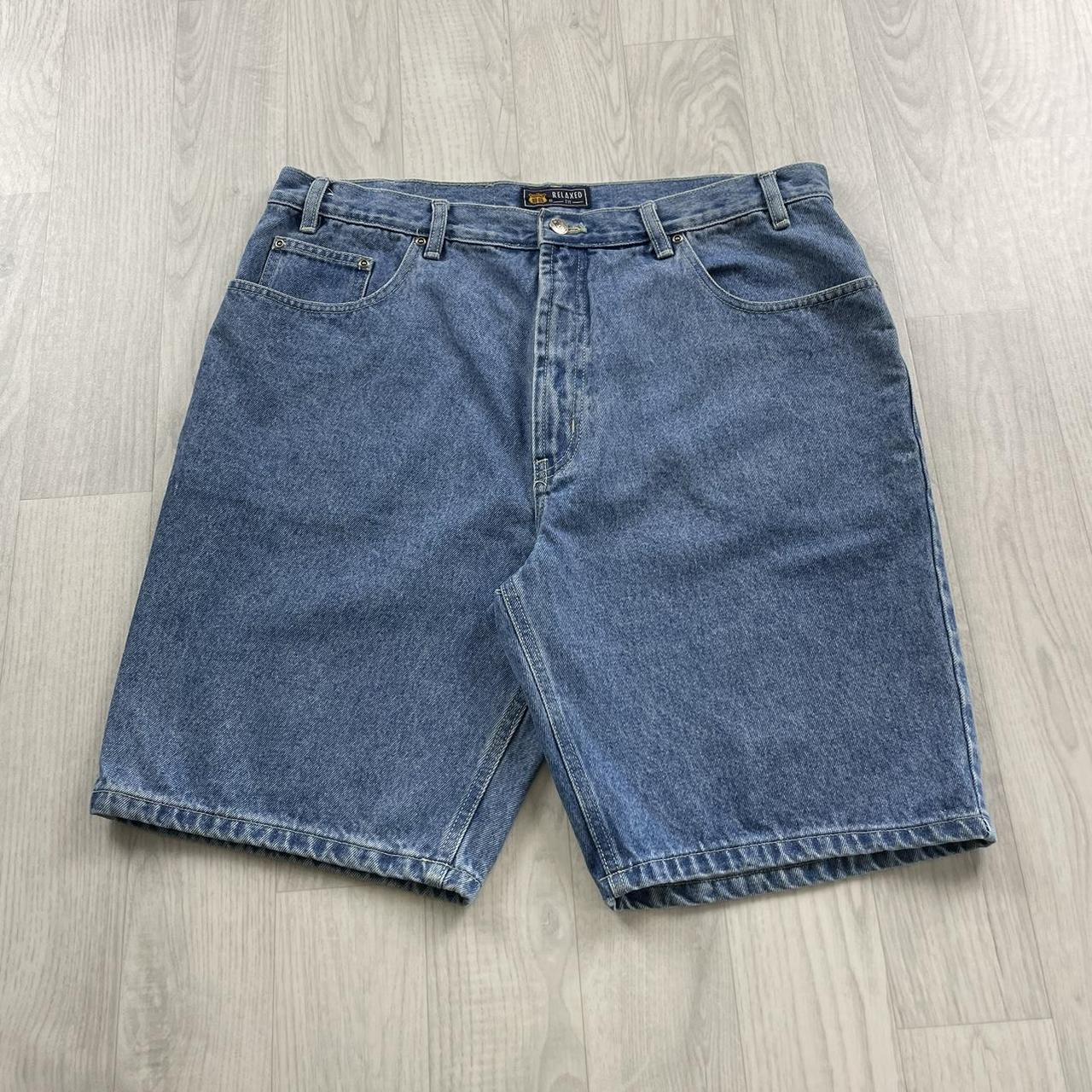 VINTAGE ROUTE 66 BAGGY LOOSE SKATER JORTS BLUE (38w)