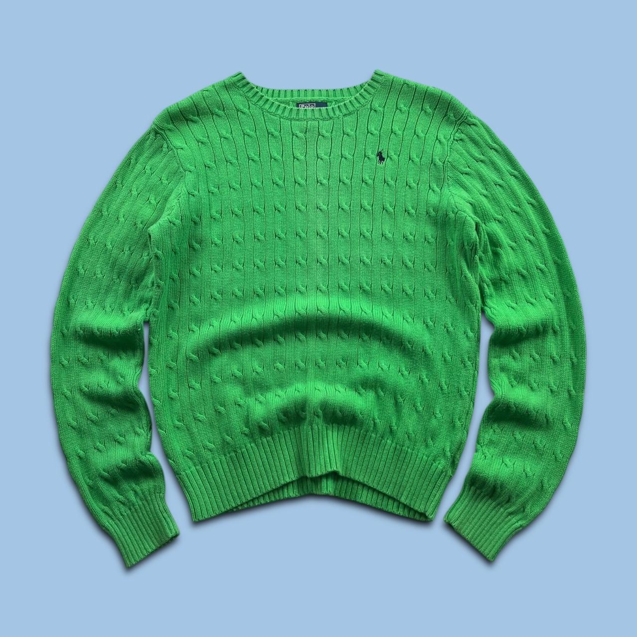 VINTAGE Y2K POLO RALPH LAUREN CHUNKY CABLE KNITTED JUMPER GREEN