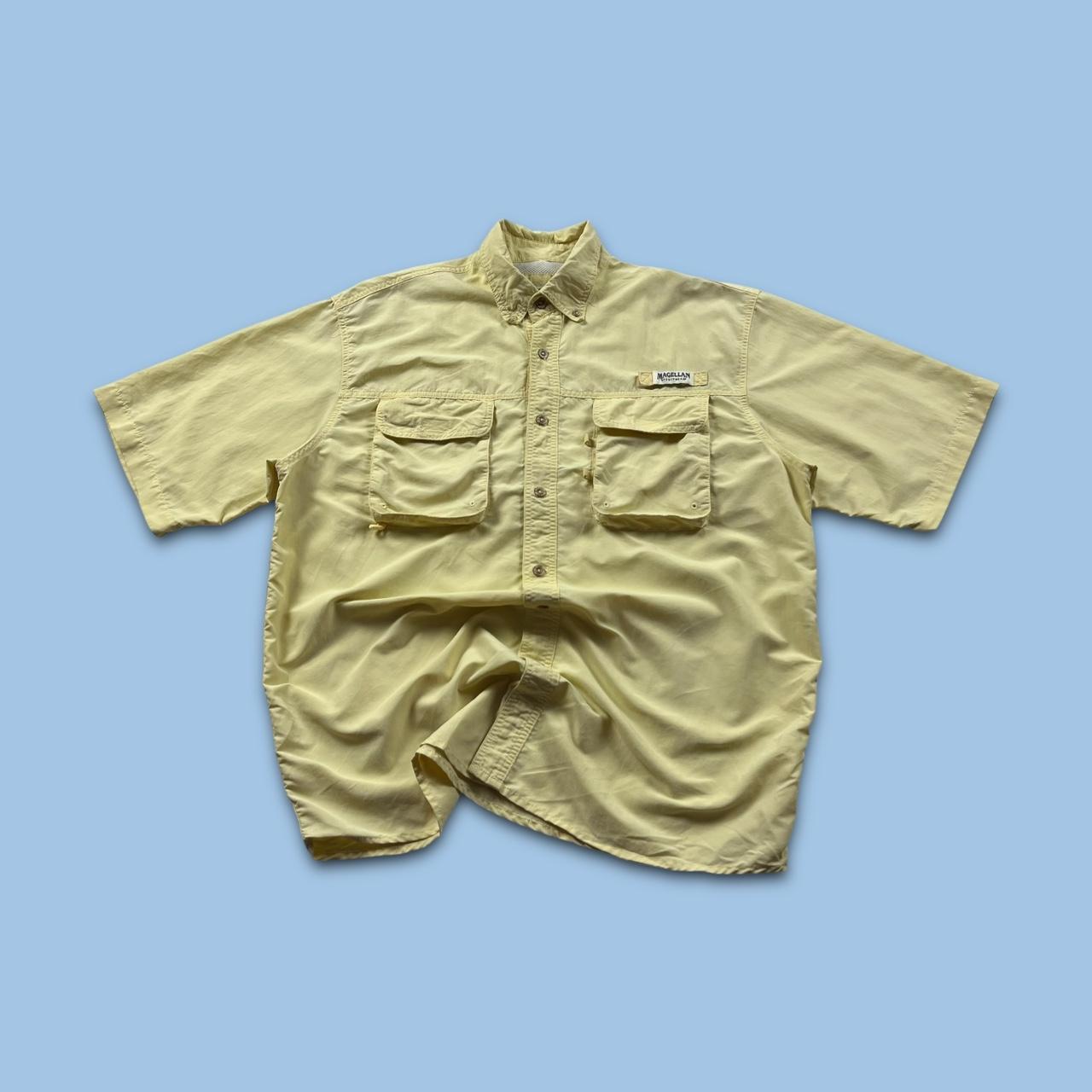 VINTAGE Y2K CARGO UTILITY SHORT SLEEVE SHIRT YELLOW