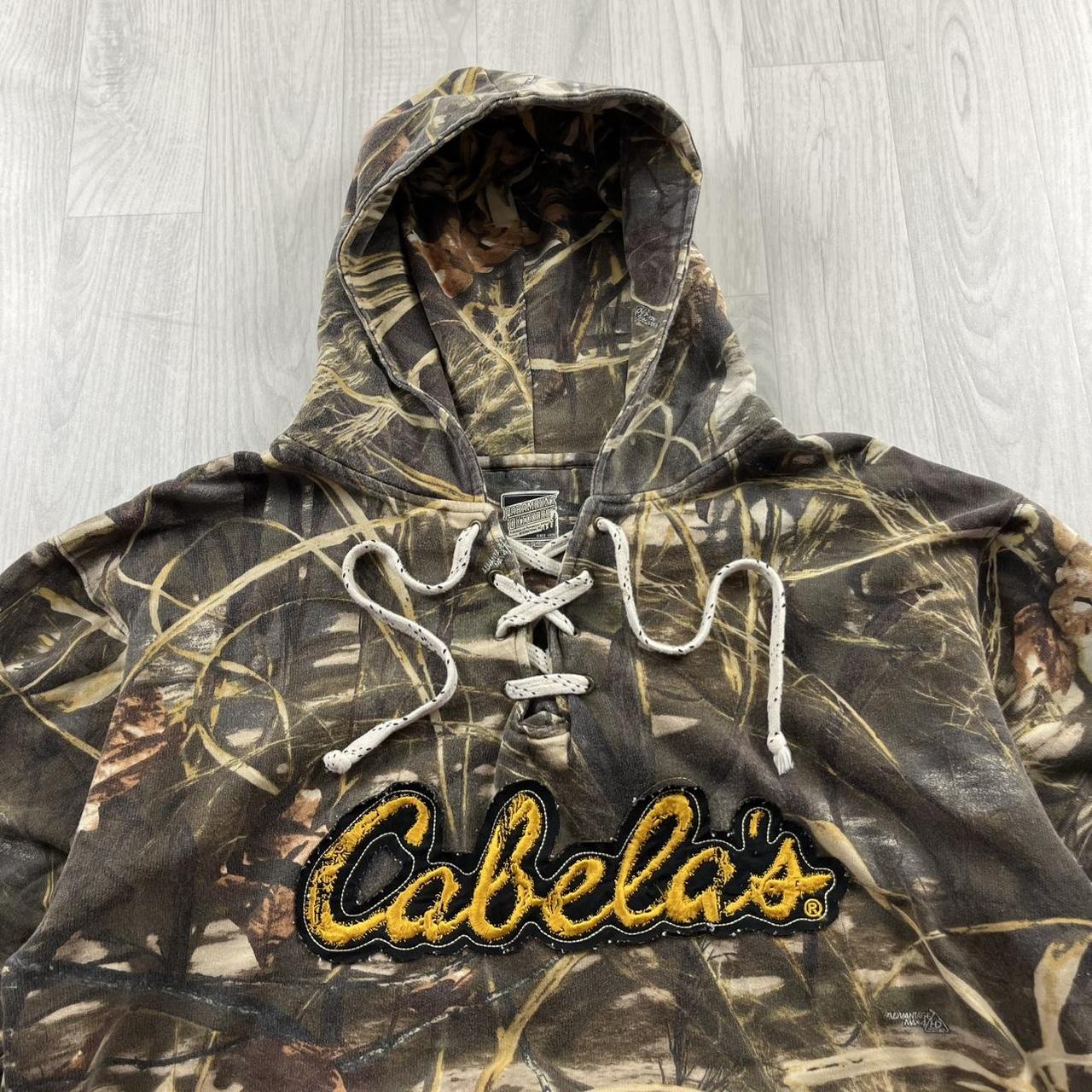 VINTAGE CABELAS REALTREE SPELL OUT HOODIE CAMO