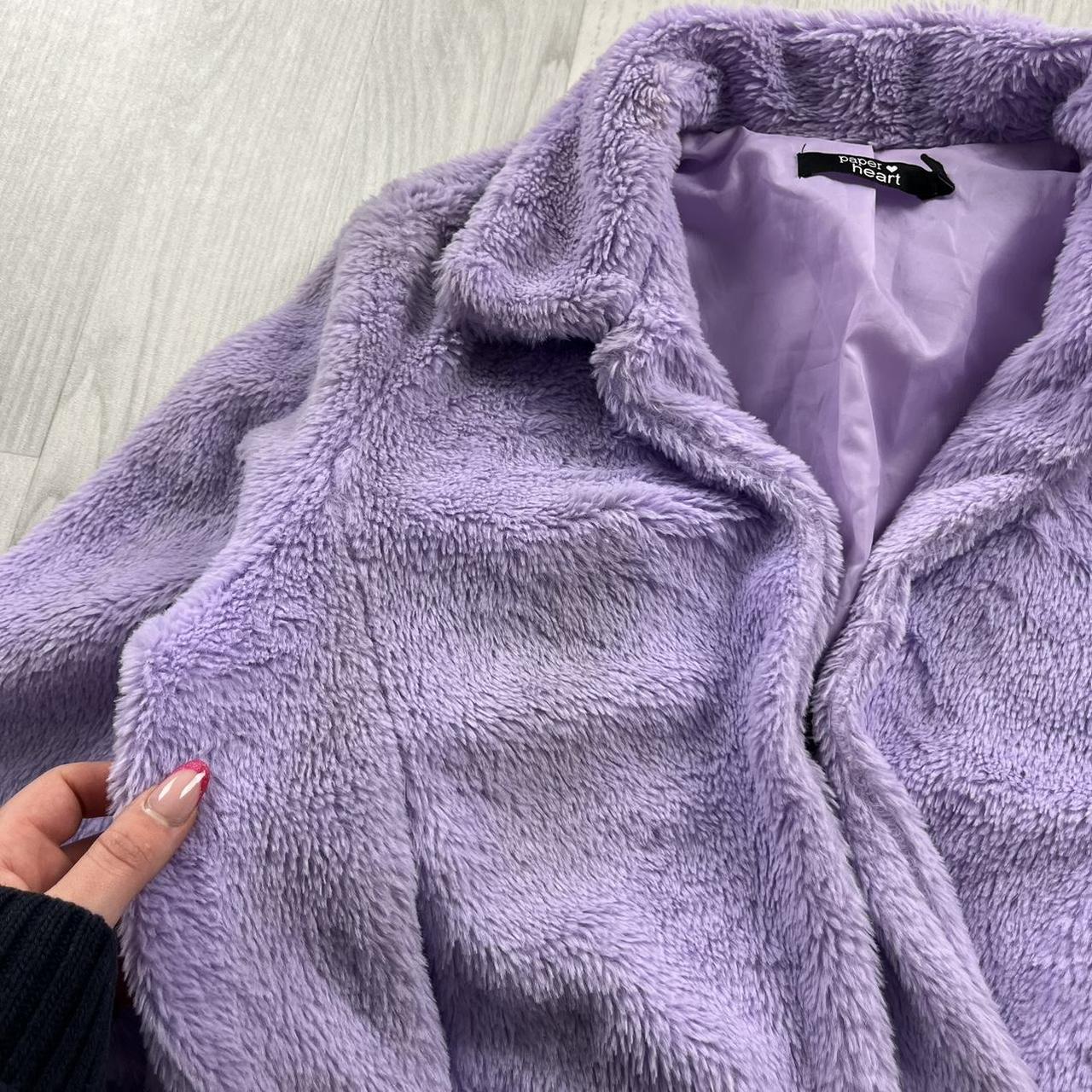 VINTAGE Y2K FAUX FUR JACKET LILAC PURPLE