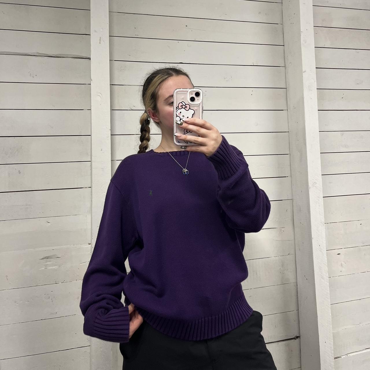 VINTAGE Y2K POLO RALPH LAUREN CHUNKY KNITTED JUMPER PURPLE