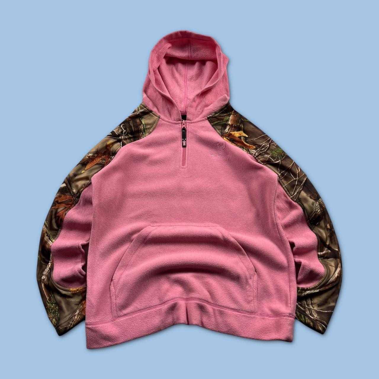 VINTAGE REALTREE QUARTER ZIP FLEECE HOODIE CAMO PINK