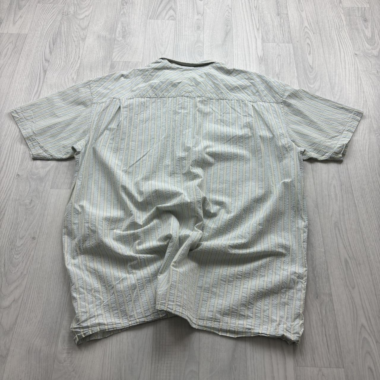VINTAGE Y2K NAUTICA STRIPED SHORT SLEEVE SHIRT CREAM