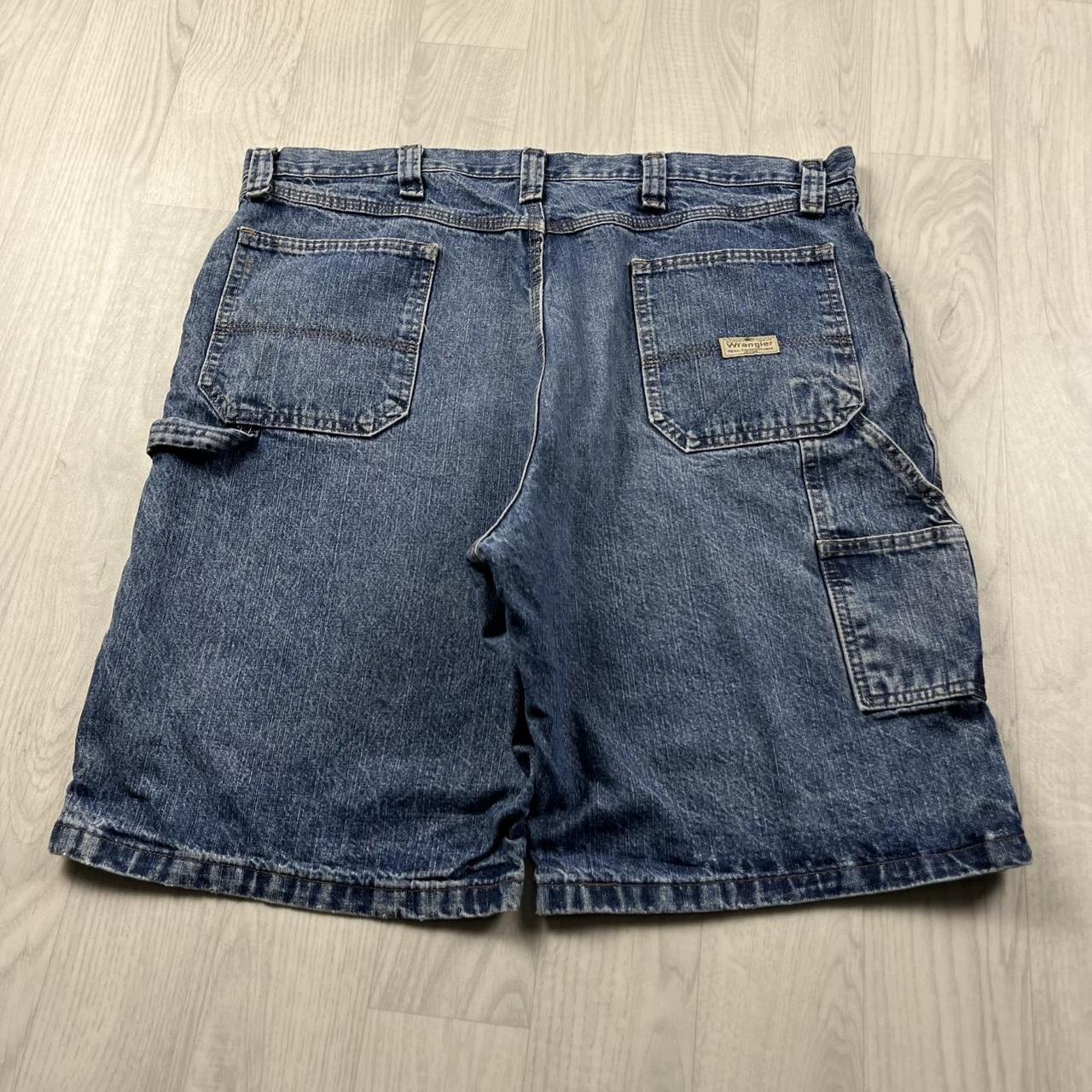 VINTAGE 00s WRANGLER BAGGY LOOSE CARPENTER JORTS BLUE
