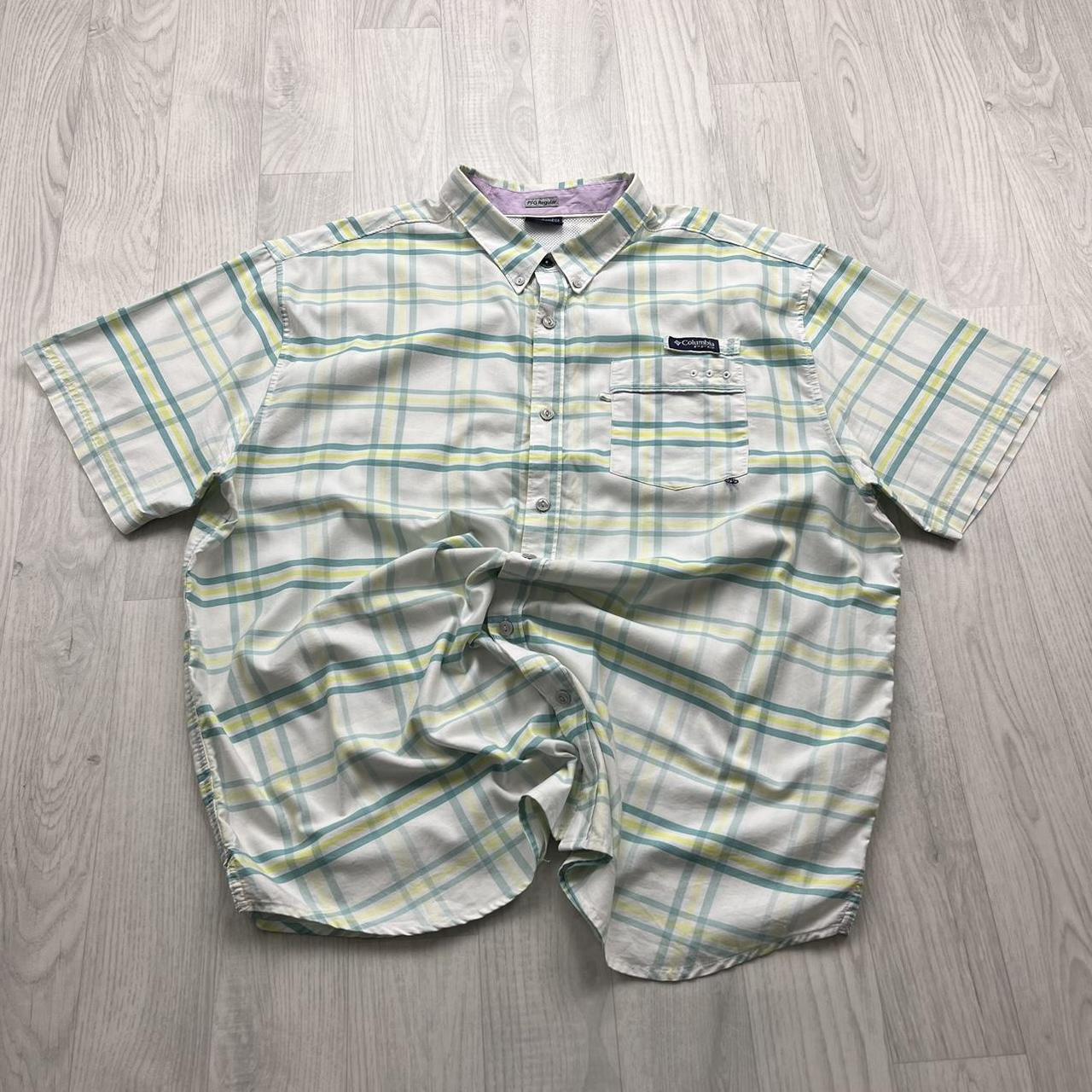 VINTAGE Y2K COLUMBIA PLAID BUTTON UP SHORT SLEEVE SHIRT WHITE